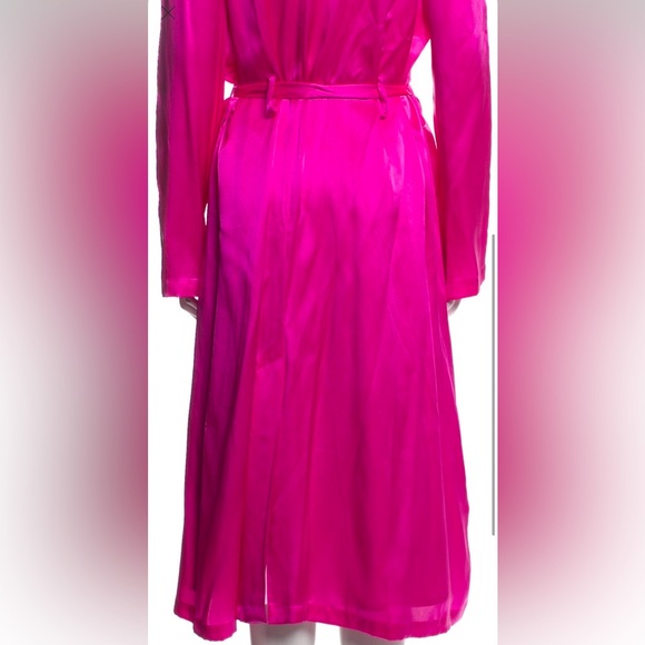 NWT RARE We Are Leone Tallulah Silk Charmeuse Trench Hot Neon Pink Size S/M - Picture 8 of 9